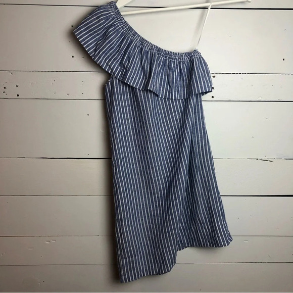 MADEWELL One Shoulder Blue & White Striped Dress Size XXS - Picture 5 of 5
